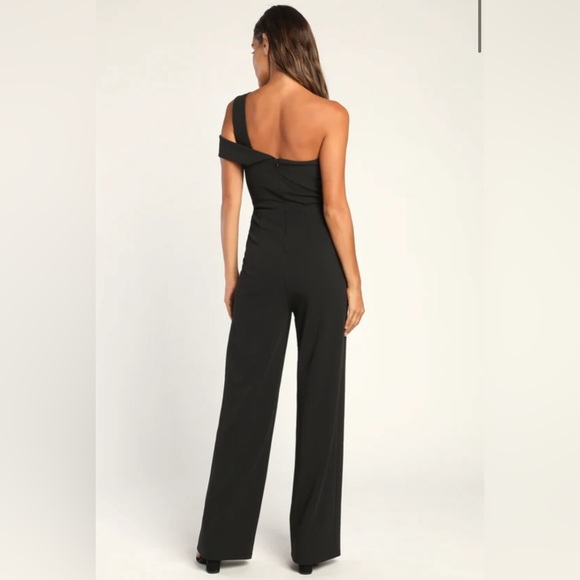 NEW Lulus Bold and Ambitious Black One-Shoulder Wide-Leg Jumpsuit - Picture 3 of 4